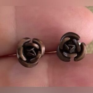 Copper Tone Rose Stud Earrings
